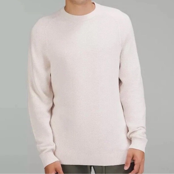 lululemon athletica Men's Ivory Textured Knit Crewneck Sweater Size M - Picture 2 of 9